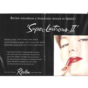 Super Lustrous Lipstick Revlon Advertisement 1960 Vintage Print Ad 2 PAGE 9 inch